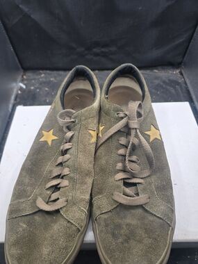Converse Olive Green Suede Sneakers‎ with Yellow Star Accents